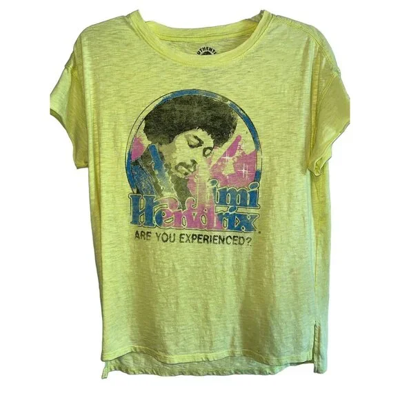 Yellow Jimi Hendrix Are You Experienced Intentionally Distressed M Tee T Shirt - Picture 2 of 4